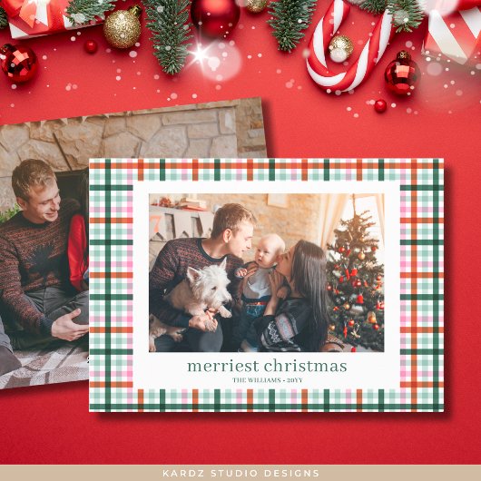 プレイドファミリーフォトクリスマスカード シーズンカード