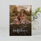 プレイドファミリーフォトスノーフレークスクリスマスシルバー 箔シーズンカード (立ち正面)