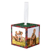 プレイドファースト・ファミリー写真スチュワートタータンチェック キューブオーナメント (正面アングル)