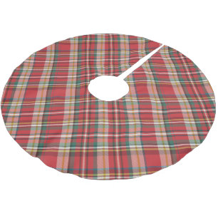 プレイドファームハウスレッドチェック素朴クリスマス ブラッシュドポリエステルツリースカート