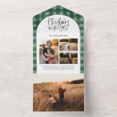 プレイドフローラクリスマスグリーン4フォトホリデー オールインワン招待状 (内側)