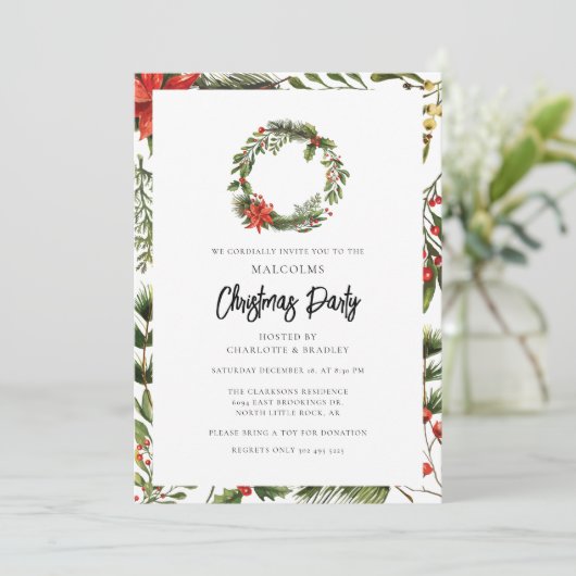 プレイドフローラレッドベリークリスマスパーティータータンチェック 招待状 (スタンド正面)