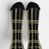 プレイドブラック、セージ緑、クリーム、クルーソックス ソックス (上部)