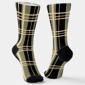 プレイドブラック、セージ緑、クリーム、クルーソックス ソックス (傾斜あり)