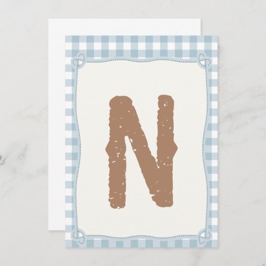 プレイドブルー第1ロードハイチェア国旗N 招待状 (正面/裏面)