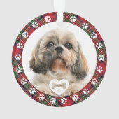 プレイドペットフォトクリスマススススススススススススチュワートタータンチェック オーナメント (裏面)