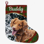 プレイドペモダンッパーソナライズされたトクリスマスストッキング ラージクリスマスストッキング (正面)