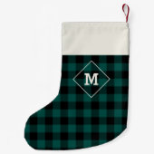 プレイドホリデーイニシャルエバーグリーン+ブラック スモールクリスマスストッキング (裏面)