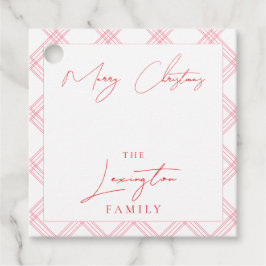 プレイドホリデーギフトラベル – ホットピンク&レッド フェイバータグ