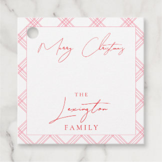 プレイドホリデーギフトラベル – ホットピンク&レッド フェイバータグ