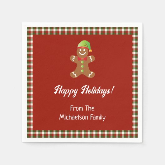 プレイドホリデークッキーベーキングクリスマス スタンダードカクテルナプキン (正面)