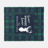 プレイドホリデータータンチェッククランブラックウォッチパーソナライズされた フリースブランケット (正面(横))