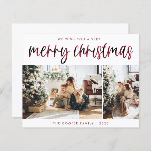 プレイドホリデーフォトカード |クリスマスモダン。 (正面/裏面)