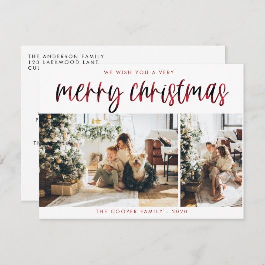 プレイドホリデーフォトポストカード |クリスマモダンス ポストカード (正面/裏面)