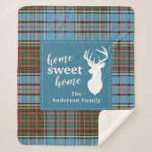 プレイドホームスウィートホームタータンチェックアンダーソンパーソナライズされた シェルパブランケット (正面)