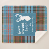 プレイドホームスウィートホームタータンチェックアンダーソンパーソナライズされた シェルパブランケット (正面(横))