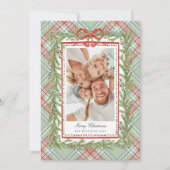 プレイドボウファミリーフォトクリスマスホリデー シーズンカード (正面)