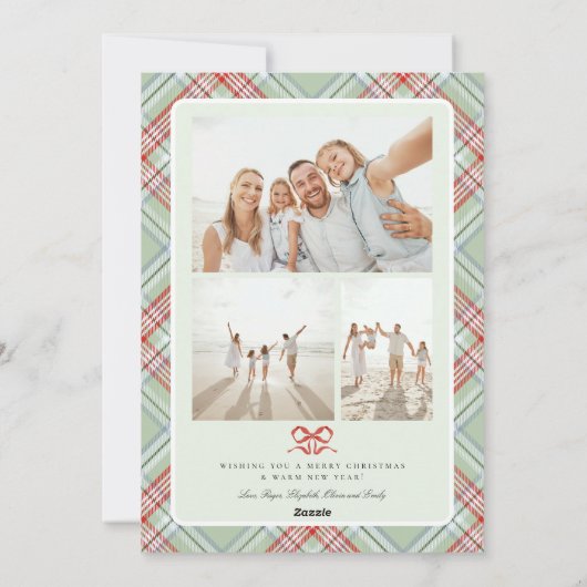 プレイドボウファミリーフォトクリスマスホリデー シーズンカード (裏面)