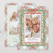 プレイドボウファミリーフォトクリスマスホリデー シーズンカード (正面/裏面)