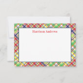 プレイドマドラスパーソナライズされたノートカード サンキューカード (正面)