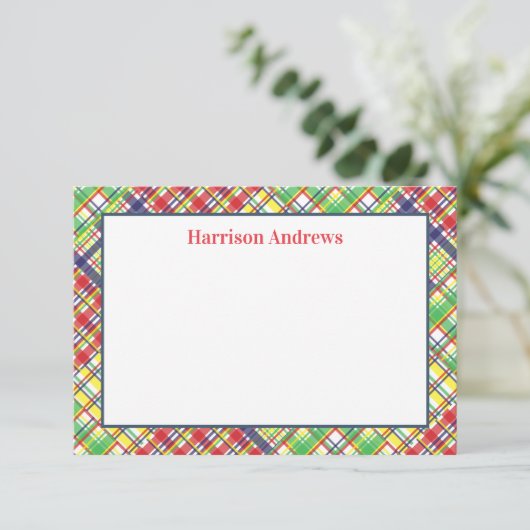 プレイドマドラスパーソナライズされたノートカード サンキューカード (スタンド正面)