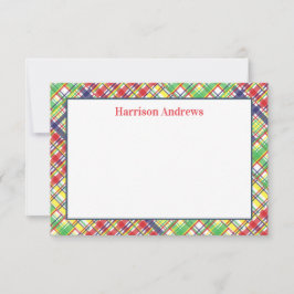 プレイドマドラスパーソナライズされたノートカード サンキューカード