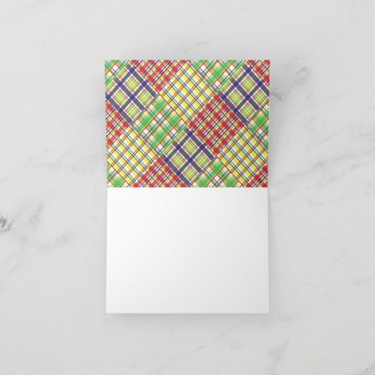 プレイドマドラスパーソナライズされた折り畳みノートカード サンキューカード (内部)