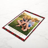 プレイドメリークリスマスフォトスススススススチュワートタータンチェック金ゴールド 箔シーズンカード (回転した状態)