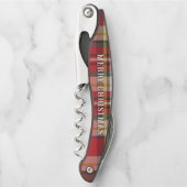 プレイドメリークリスマスレッドモダンチェッ素朴ク ソムリエナイフ (正面)