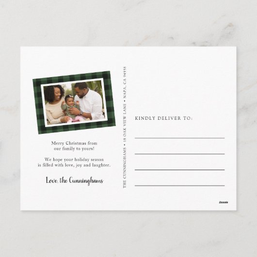 プレイドメリーホリディフォトコラージポストカード シーズンポストカード (裏面)