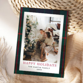 プレイドモダンクリスマスホリデーカードタータンチェック シーズンカード