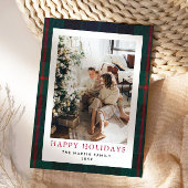 プレイドモダンクリスマスホリデーカードタータンチェック シーズンカード