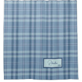 プレイドモダンスカイブルーシャワーカーテン シャワーカーテン (正面)