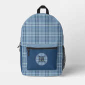 プレイドモダンスカイブルー プリントバックパック (正面)