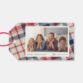 プレイドモダンパターカスタムンChristmas Family Photo ギフトタグ (裏面横)