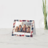 プレイドモダンパターカスタムンChristmas Family Photo シーズンカード (正面)