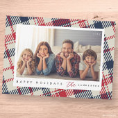 プレイドモダンパターカスタムンChristmas Family Photo シーズンカード