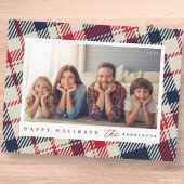 プレイドモダンパターカスタムンChristmas Family Photo ポストカード