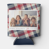 プレイドモダンパターカスタムンChristmas Family Photo 缶クーラー (正面)
