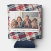 プレイドモダンパターカスタムンChristmas Family Photo 缶クーラー (裏面)