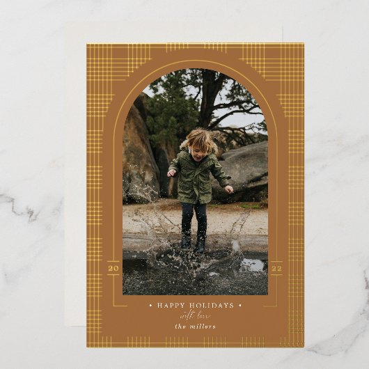 プレイドモダンラストテラコッタ金ゴールド 箔シーズンカード (正面/裏面)