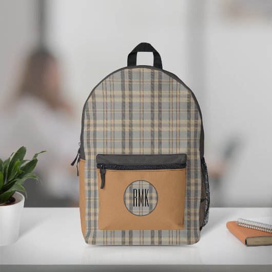 プレイドモダン化石化グレー プリントバックパック