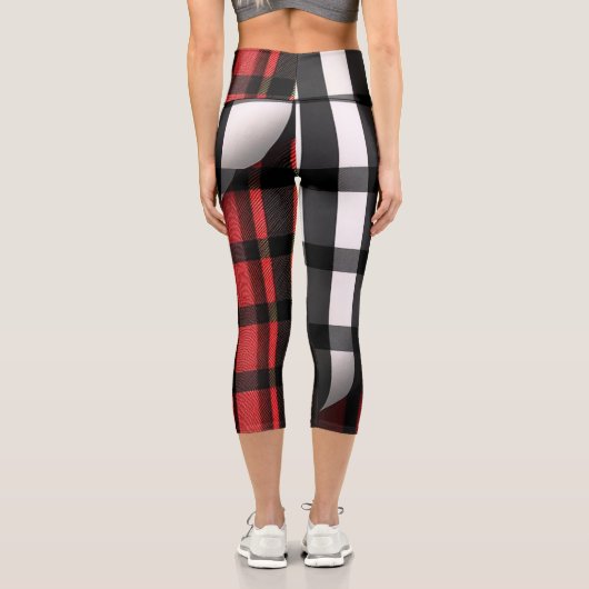 プレイドモダン抽象芸術レッドブラックプレイドコレクション カプリレギンス (裏面)