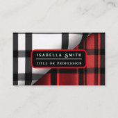 プレイドモダン抽象芸術レッドブラックプレイドコレクション 名刺 (正面)