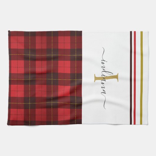 プレイドモノグラムクランエレガントウォーレスタータンチェック キッチンタオル (横)