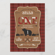 プレイドランバージャックファーストバースデーパーティ招待状