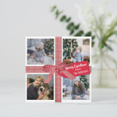 プレイドリボン&ボウ4フォトコラージュクリスマスホール シーズンカード (スタンド正面)