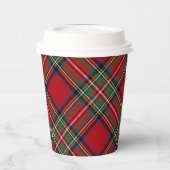 プレイドレッドグリーン素朴クラシックタータンチェック 紙コップ (左)