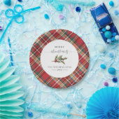 プレイドレッドチェック素朴メリークリスマスファームハウス ペーパープレート (パーティー)