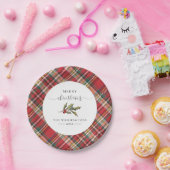 プレイドレッドチェック素朴メリークリスマスファームハウス ペーパープレート (パーティー)